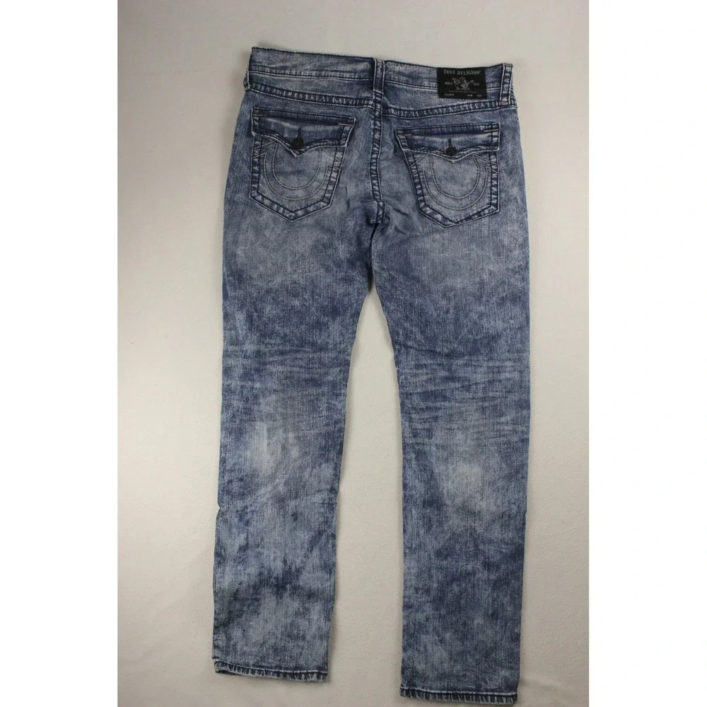 True Religion Rocco Mens 36 Relaxed Skinny Jeans Flap Pocket Faded Denim